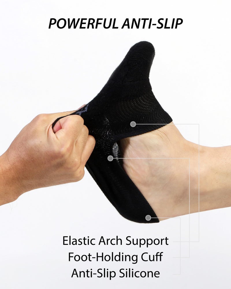 Pro Mountain No Show Socks Women Wide Toe Box For Health Y Heel Forefoot Size S Black 8 Pack Cotton Cushion Footies Loafer Sneakers US Shoe 6-8 - Image 3